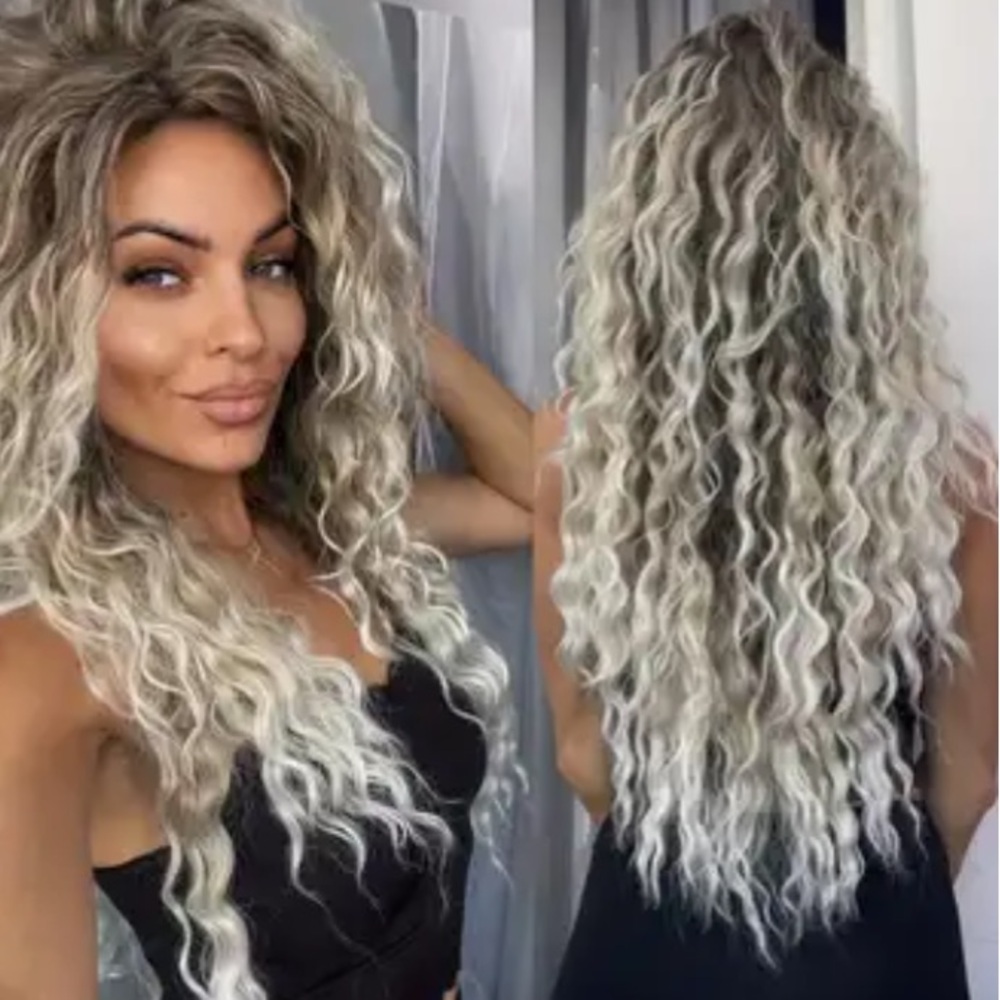 Stylish Blonde ombré Wavy Hair Wig 28 inch